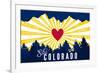 Ski Colorado - Heart and Treeline-Lantern Press-Framed Premium Giclee Print