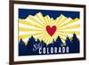 Ski Colorado - Heart and Treeline-Lantern Press-Framed Premium Giclee Print