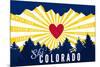 Ski Colorado - Heart and Treeline-Lantern Press-Mounted Premium Giclee Print