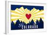 Ski Colorado - Heart and Treeline-Lantern Press-Framed Art Print