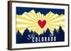Ski Colorado - Heart and Treeline-Lantern Press-Framed Art Print