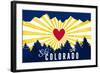 Ski Colorado - Heart and Treeline-Lantern Press-Framed Art Print