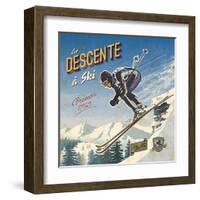 Ski descente-Bruno Pozzo-Framed Art Print