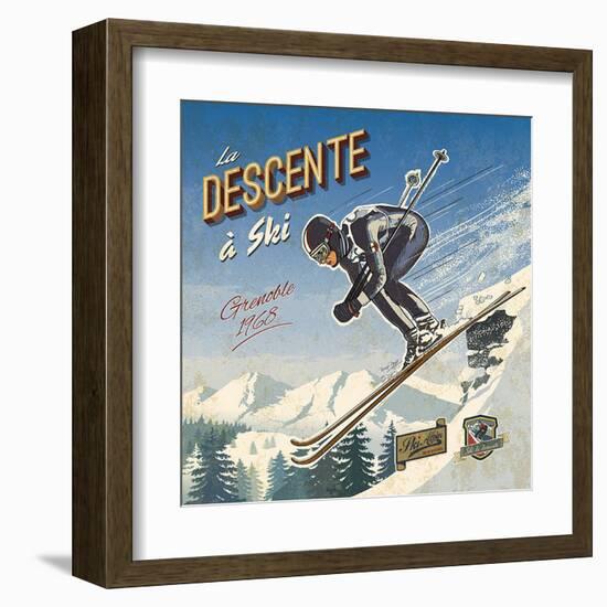 Ski descente-Bruno Pozzo-Framed Art Print