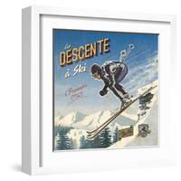 Ski descente-Bruno Pozzo-Framed Art Print