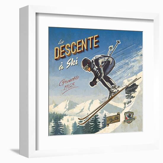 Ski descente-Bruno Pozzo-Framed Art Print