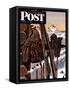 "Ski Equipment Still Life," Saturday Evening Post Cover, February 3, 1945-John Atherton-Framed Stretched Canvas