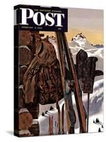 "Ski Equipment Still Life," Saturday Evening Post Cover, February 3, 1945-John Atherton-Stretched Canvas