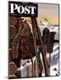 "Ski Equipment Still Life," Saturday Evening Post Cover, February 3, 1945-John Atherton-Mounted Premium Giclee Print