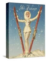 Ski France Glam-Vintage Apple Collection-Stretched Canvas