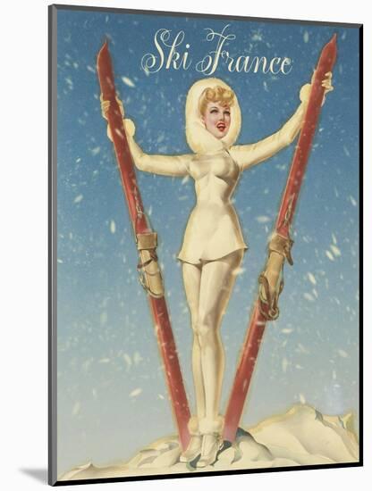 Ski France Glam-Vintage Apple Collection-Mounted Giclee Print