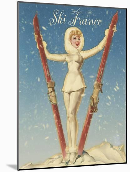 Ski France Glam-Vintage Apple Collection-Mounted Giclee Print