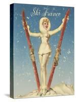 Ski France Glam-Vintage Apple Collection-Stretched Canvas
