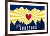 Ski Gunstock - Heart and Treeline-Lantern Press-Framed Premium Giclee Print