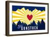 Ski Gunstock - Heart and Treeline-Lantern Press-Framed Art Print