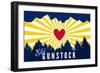 Ski Gunstock - Heart and Treeline-Lantern Press-Framed Art Print