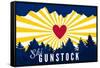 Ski Gunstock - Heart and Treeline-Lantern Press-Framed Stretched Canvas