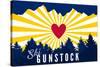 Ski Gunstock - Heart and Treeline-Lantern Press-Stretched Canvas
