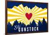 Ski Gunstock - Heart and Treeline-Lantern Press-Framed Art Print