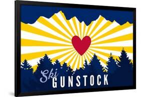 Ski Gunstock - Heart and Treeline-Lantern Press-Framed Art Print