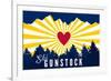 Ski Gunstock - Heart and Treeline-Lantern Press-Framed Art Print