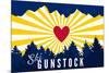 Ski Gunstock - Heart and Treeline-Lantern Press-Mounted Art Print