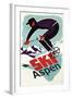 Ski in Colorado Vintage Skier - Aspen, Colorado-Lantern Press-Framed Art Print