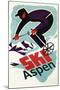 Ski in Colorado Vintage Skier - Aspen, Colorado-Lantern Press-Mounted Art Print