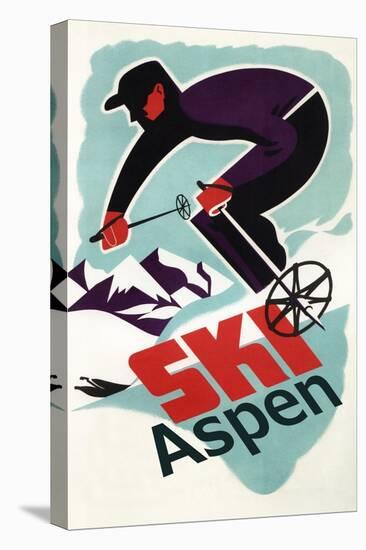 Ski in Colorado Vintage Skier - Aspen, Colorado-Lantern Press-Stretched Canvas