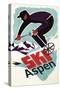 Ski in Colorado Vintage Skier - Aspen, Colorado-Lantern Press-Stretched Canvas