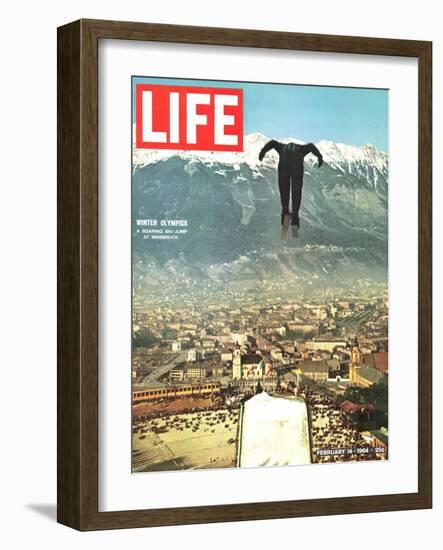 Ski Jumper at Innsbruck Olympics, February 14, 1964-Ralph Crane-Framed Photographic Print