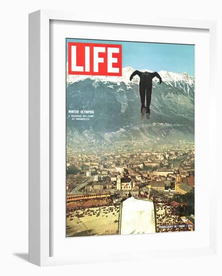 Ski Jumper at Innsbruck Olympics, February 14, 1964-Ralph Crane-Framed Photographic Print