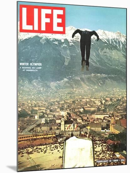 Ski Jumper at Innsbruck Olympics, February 14, 1964-Ralph Crane-Mounted Photographic Print