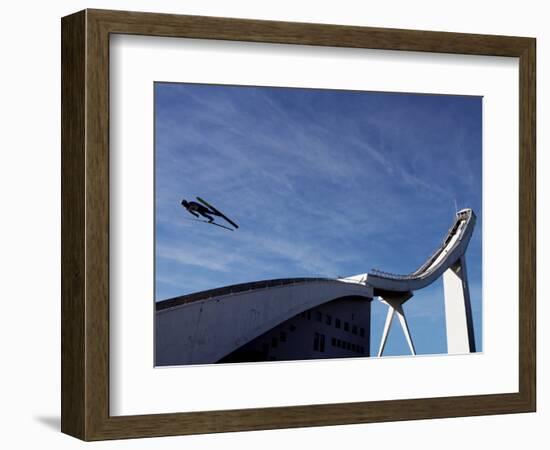 Ski Jumper, Blue Sky and Ski Jump, Oslo, Norway, Scandinavia, Europe-Purcell-Holmes-Framed Photographic Print