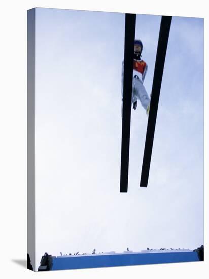Ski Jumper in Action Flying Off the Lip of the Jump, Salt Lake City, Utah, USA-Chris Trotman-Stretched Canvas
