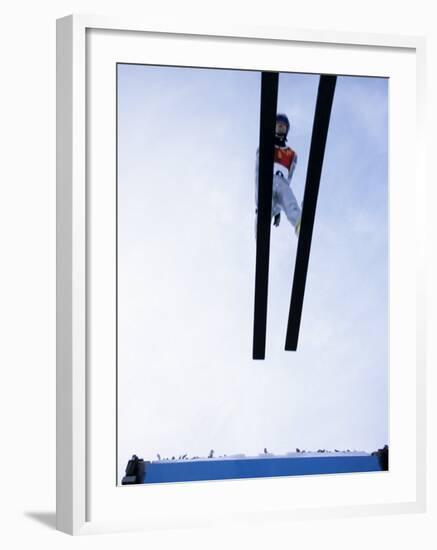 Ski Jumper in Action Flying Off the Lip of the Jump, Salt Lake City, Utah, USA-Chris Trotman-Framed Photographic Print