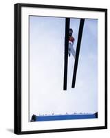 Ski Jumper in Action Flying Off the Lip of the Jump, Salt Lake City, Utah, USA-Chris Trotman-Framed Photographic Print