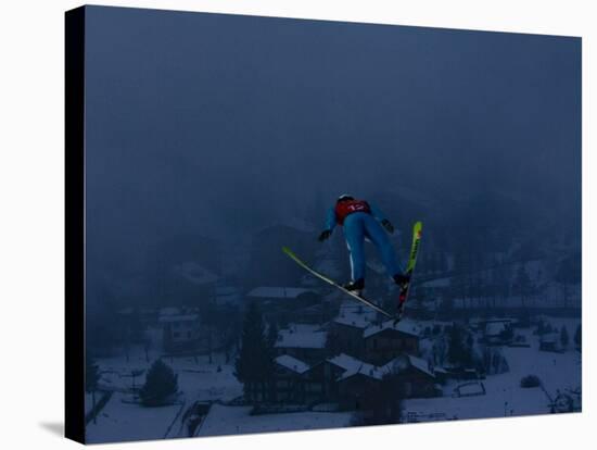 Ski Jumper in Action, Torino, Italy-Chris Trotman-Stretched Canvas