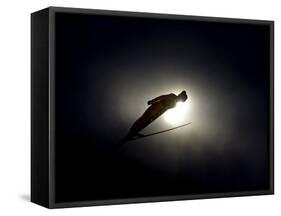 Ski Jumper in Action, Torino, Italy-Chris Trotman-Framed Stretched Canvas