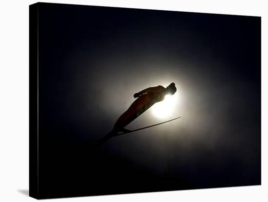 Ski Jumper in Action, Torino, Italy-Chris Trotman-Stretched Canvas