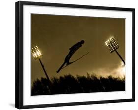 Ski Jumper in Action, Torino, Italy-Chris Trotman-Framed Photographic Print