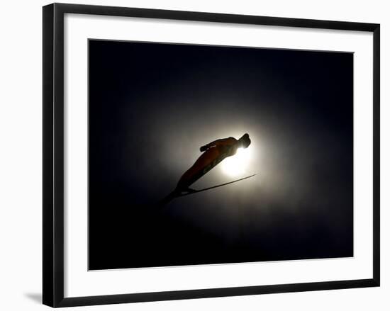 Ski Jumper in Action, Torino, Italy-Chris Trotman-Framed Photographic Print