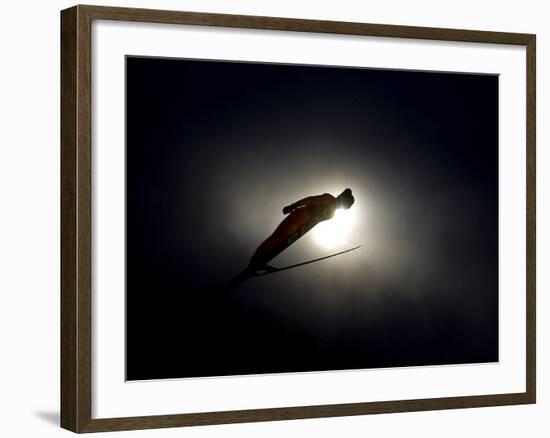 Ski Jumper in Action, Torino, Italy-Chris Trotman-Framed Photographic Print