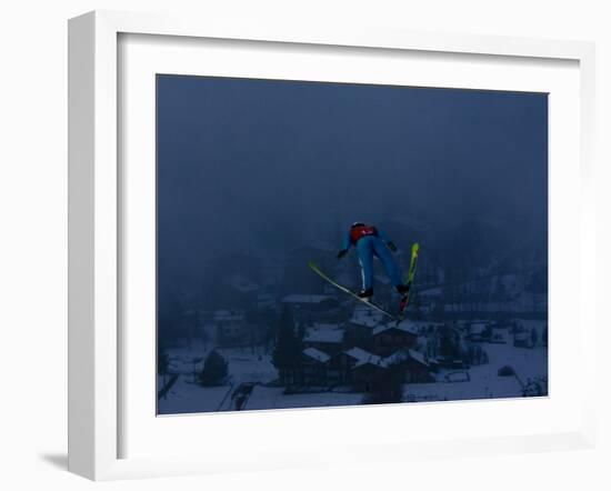 Ski Jumper in Action, Torino, Italy-Chris Trotman-Framed Photographic Print