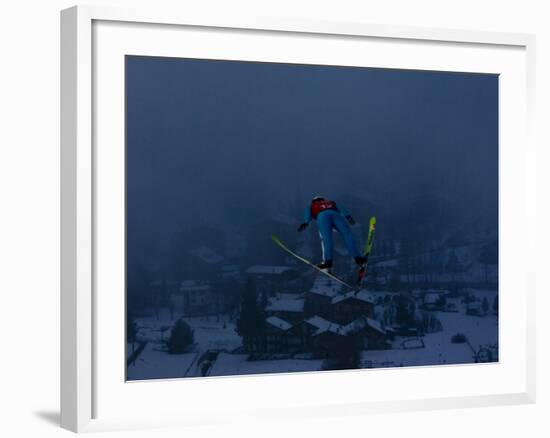 Ski Jumper in Action, Torino, Italy-Chris Trotman-Framed Photographic Print