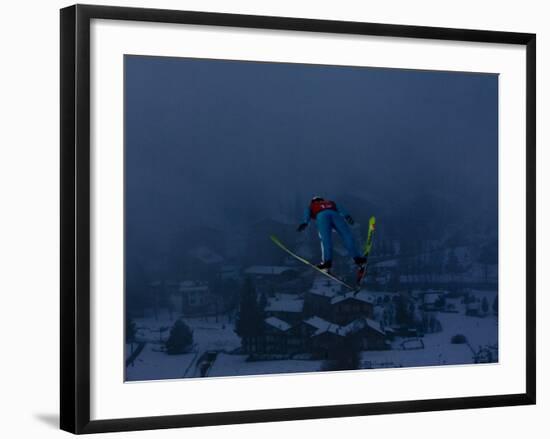 Ski Jumper in Action, Torino, Italy-Chris Trotman-Framed Photographic Print