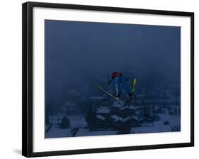 Ski Jumper in Action, Torino, Italy-Chris Trotman-Framed Photographic Print