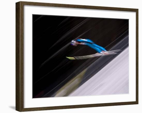 Ski Jumper in Action, Torino, Italy-Chris Trotman-Framed Photographic Print