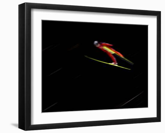Ski Jumper in Action, Torino, Italy-Chris Trotman-Framed Photographic Print