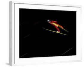 Ski Jumper in Action, Torino, Italy-Chris Trotman-Framed Photographic Print